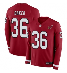 Nike Cardinals #36 Budda Baker Red Team Color Men Stitched NFL Limited Therma Long Sleeve Jersey