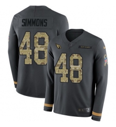 Nike Cardinals 48 Isaiah Simmons Anthracite Salute to Service Men Stitched NFL Limited Therma Long Sleeve Jersey