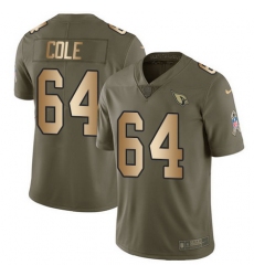 Nike Cardinals #64 Mason Cole Olive Gold Mens Stitched NFL Limited 2017 Salute to Service Jersey