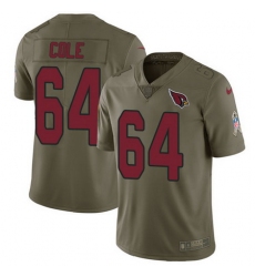 Nike Cardinals #64 Mason Cole Olive Mens Stitched NFL Limited 2017 Salute to Service Jersey