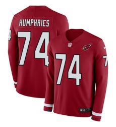 Nike Cardinals #74 D J  Humphries Red Team Color Men Stitched NFL Limited Therma Long Sleeve Jersey