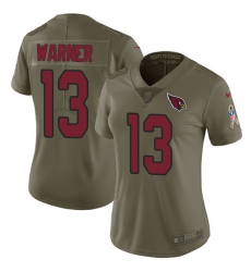 Nike Cardinals #13 Kurt Warner Olive Womens Stitched NFL Limited 2017 Salute to Service Jersey