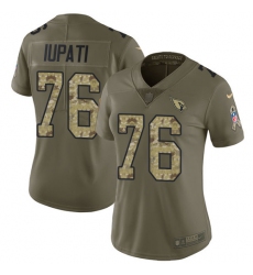 Nike Cardinals #76 Mike Iupati Olive Camo Womens Stitched NFL Limited 2017 Salute to Service Jersey