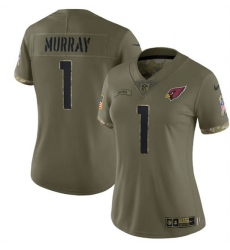Women Arizona Cardinals 1 Kyler Murray 2022 Olive Salute To Service Limited Stitched Jersey