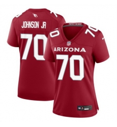 Women Arizona Cardinals 70 Paris Johnson Jr Red 2023 Draft Stitched Game Jersey
