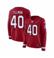 Womens Nike Arizona Cardinals 40 Pat Tillman Limited Red Therma Long Sleeve NFL Jersey