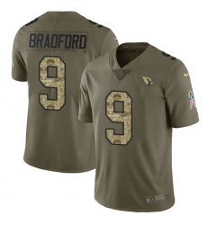 Nike Cardinals #9 Sam Bradford Olive Camo Youth Stitched NFL Limited 2017 Salute to Service Jersey