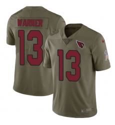 Youth Nike Cardinals #13 Kurt Warner Olive Stitched NFL Limited 2017 Salute to Service Jersey