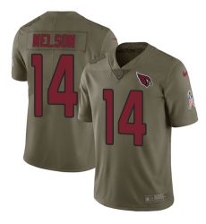 Youth Nike Cardinals #14 J J Nelson Olive Stitched NFL Limited 2017 Salute to Service Jersey