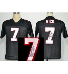 Atlanta Falcons 7 Michael Vick Black Throwback M&N Signed NFL Jerseys