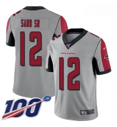 Falcons 12 Mohamed Sanu Sr Silver Men Stitched Football Limited Inverted Legend 100th Season Jersey