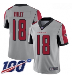 Falcons 18 Calvin Ridley Silver Men Stitched Football Limited Inverted Legend 100th Season Jersey