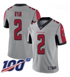 Falcons 2 Matt Ryan Silver Men Stitched Football Limited Inverted Legend 100th Season Jersey