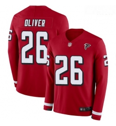 Falcons 26 Isaiah Oliver Red Team Color Men Stitched Football Limited Therma Long Sleeve Jersey