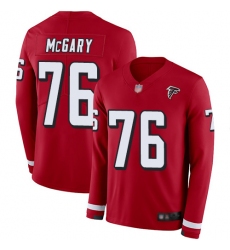 Falcons 76 Kaleb McGary Red Team Color Men Stitched Football Limited Therma Long Sleeve Jersey