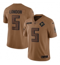 Men Atlanta Falcons 5 Drake London 2023 Brown Salute To Setvice Limited Stitched Football Jersey