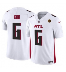 Men Atlanta Falcons 6 Younghoe Koo White 2023 F U S E  With John Madden Patch Vapor Limited Stitched Football Jersey