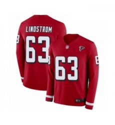 Men Atlanta Falcons 63 Chris Lindstrom Limited Red Therma Long Sleeve Football Jersey