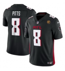 Men Atlanta Falcons 8 Kyle Pitts Black 2023 F U S E  With John Madden Patch Vapor Limited Stitched Football Jersey