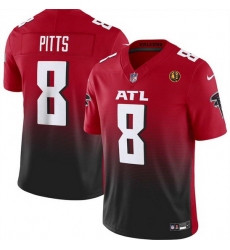 Men Atlanta Falcons 8 Kyle Pitts Red Black 2023 F U S E  With John Madden Patch Vapor Limited Stitched Football Jersey