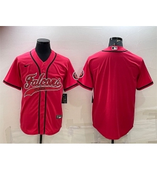Men Atlanta Falcons Blank Red With Patch Cool Base Stitched Baseball Jersey