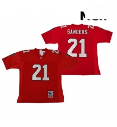 Men Mitchell and Ness Atlanta Falcons 21 Deion Sanders Authentic Red Throwback NFL Jersey