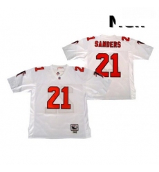 Men Mitchell and Ness Atlanta Falcons 21 Deion Sanders Authentic White Throwback NFL Jersey