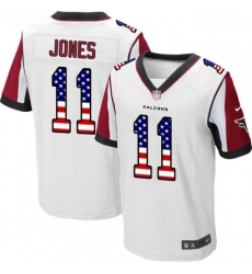 Men Nike Atlanta Falcons 11 Julio Jones Elite White Road USA Flag Fashion NFL Jersey