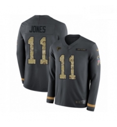 Men Nike Atlanta Falcons 11 Julio Jones Limited Black Salute to Service Therma Long Sleeve NFL Jersey