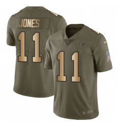 Men Nike Atlanta Falcons 11 Julio Jones Limited OliveGold 2017 Salute to Service NFL Jersey