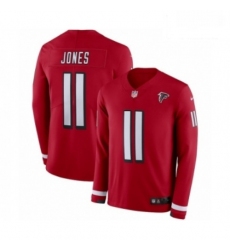 Men Nike Atlanta Falcons 11 Julio Jones Limited Red Therma Long Sleeve NFL Jersey
