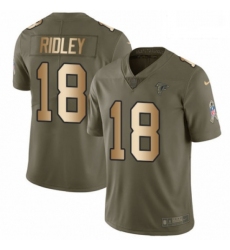 Men Nike Atlanta Falcons 18 Calvin Ridley Limited Olive Gold 2017 Salute to Service NFL Jersey