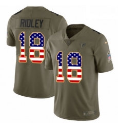 Men Nike Atlanta Falcons 18 Calvin Ridley Limited Olive USA Flag 2017 Salute to Service NFL Jersey