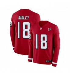 Men Nike Atlanta Falcons 18 Calvin Ridley Limited Red Therma Long Sleeve NFL Jersey