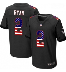 Men Nike Atlanta Falcons 2 Matt Ryan Elite Black Alternate USA Flag Fashion NFL Jersey