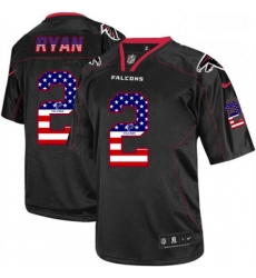Men Nike Atlanta Falcons 2 Matt Ryan Elite Black USA Flag Fashion NFL Jersey