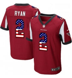 Men Nike Atlanta Falcons 2 Matt Ryan Elite Red Home USA Flag Fashion NFL Jersey
