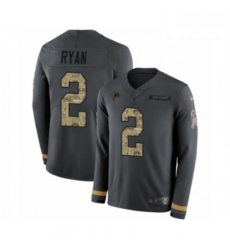 Men Nike Atlanta Falcons 2 Matt Ryan Limited Black Salute to Service Therma Long Sleeve NFL Jersey