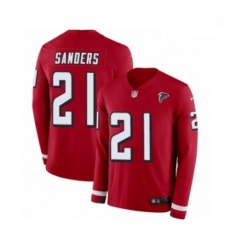 Men Nike Atlanta Falcons 21 Deion Sanders Limited Red Therma Long Sleeve NFL Jersey