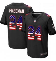 Men Nike Atlanta Falcons 24 Devonta Freeman Elite Black Alternate USA Flag Fashion NFL Jersey