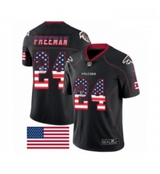 Men Nike Atlanta Falcons 24 Devonta Freeman Limited Black Rush USA Flag NFL Jersey