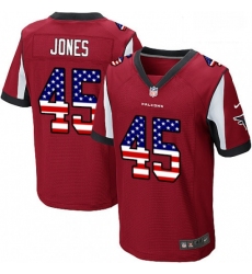 Men Nike Atlanta Falcons 45 Deion Jones Elite Red Home USA Flag Fashion NFL Jersey