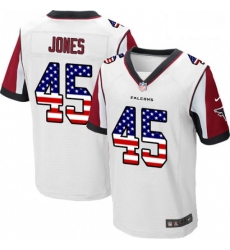 Men Nike Atlanta Falcons 45 Deion Jones Elite White Road USA Flag Fashion NFL Jersey