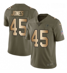 Men Nike Atlanta Falcons 45 Deion Jones Limited OliveGold 2017 Salute to Service NFL Jersey