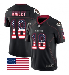 Nike Falcons #18 Calvin Ridley Black Men Stitched NFL Limited Rush USA Flag Jersey