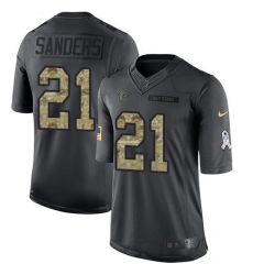 Nike Falcons #21 Deion Sanders Black Mens Stitched NFL Limited 2016 Salute To Service Jersey