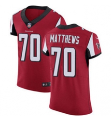 Nike Falcons #70 Jake Matthews Red Team Color Mens Stitched NFL Vapor Untouchable Elite Jersey