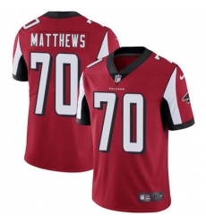 Nike Falcons #70 Jake Matthews Red Team Color Mens Stitched NFL Vapor Untouchable Limited Jersey