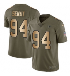 Nike Falcons #94 Deadrin Senat Olive Gold Mens Stitched NFL Limited 2017 Salute To Service Jersey