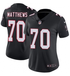 Falcons 70 Jake Matthews Black Alternate Womens Stitched Football Vapor Untouchable Limited Jersey